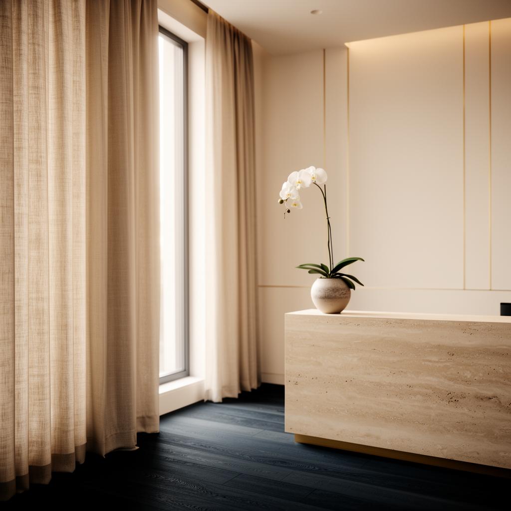 Lugn premium reception i en skandinavisk wellness-klinik