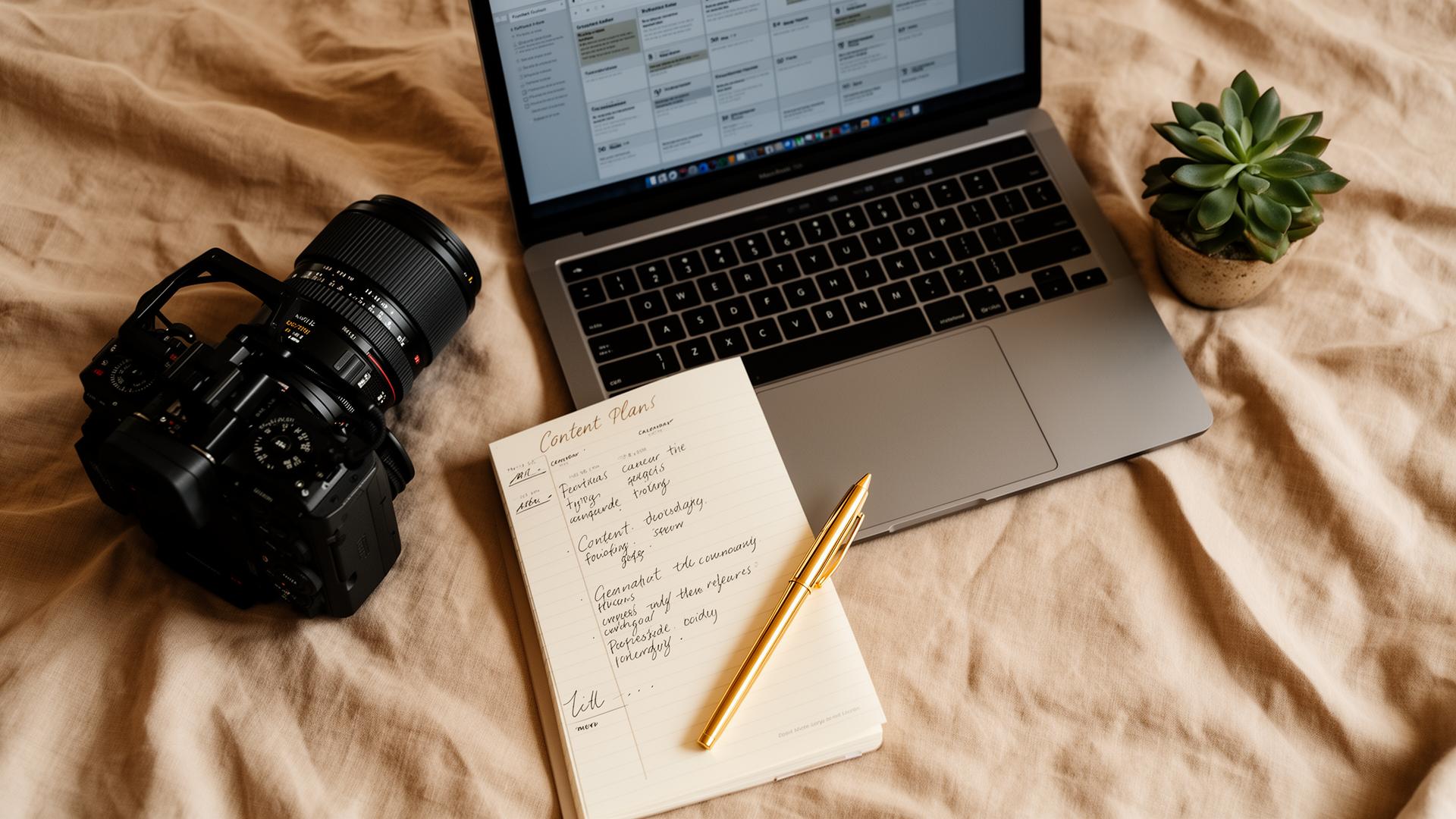 Vår process: kamera, content-plan och redigering på premium desk setup